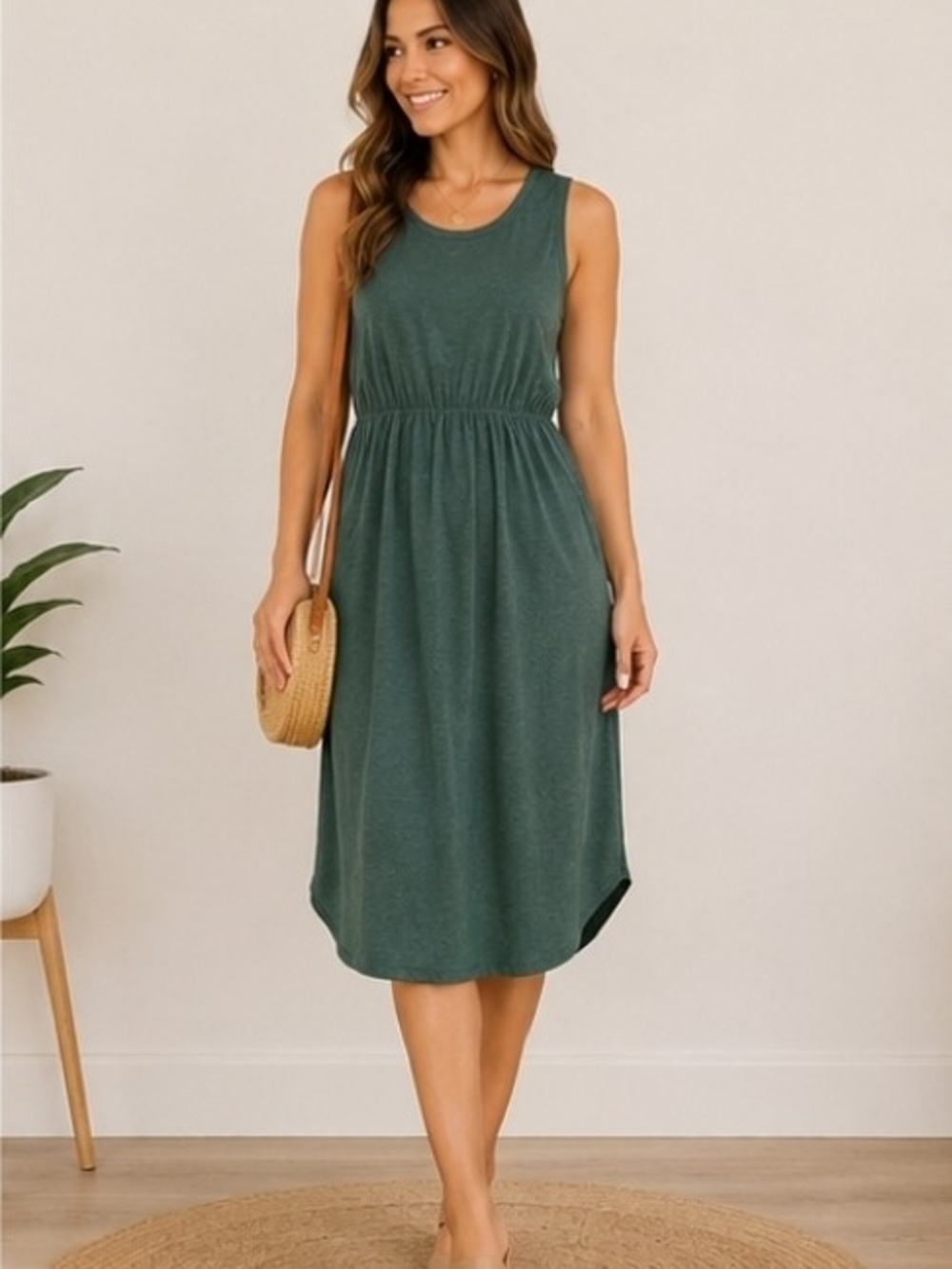 Cupshe Forest Green Sleeveless Midi Dress